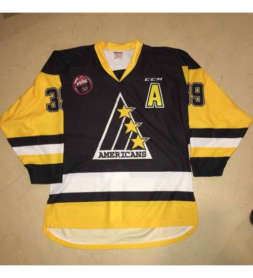 Custom WHL Tri City Americans 1988 91 Parker Bowles Road Hockey Jersey Black